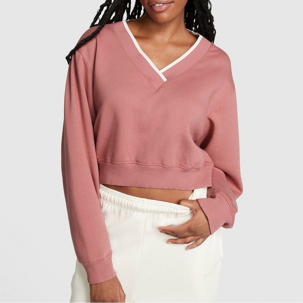 NWT Victoria Secret PINK Premium Fleece V-Neck Pullover
